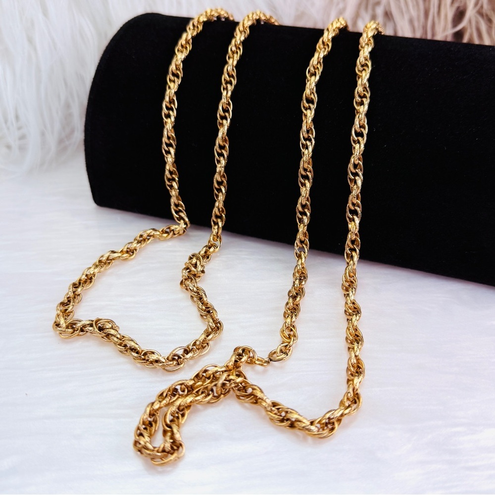 Vintage Napier 60" Gold Tone Rope Chain Necklace Long Layering Statement